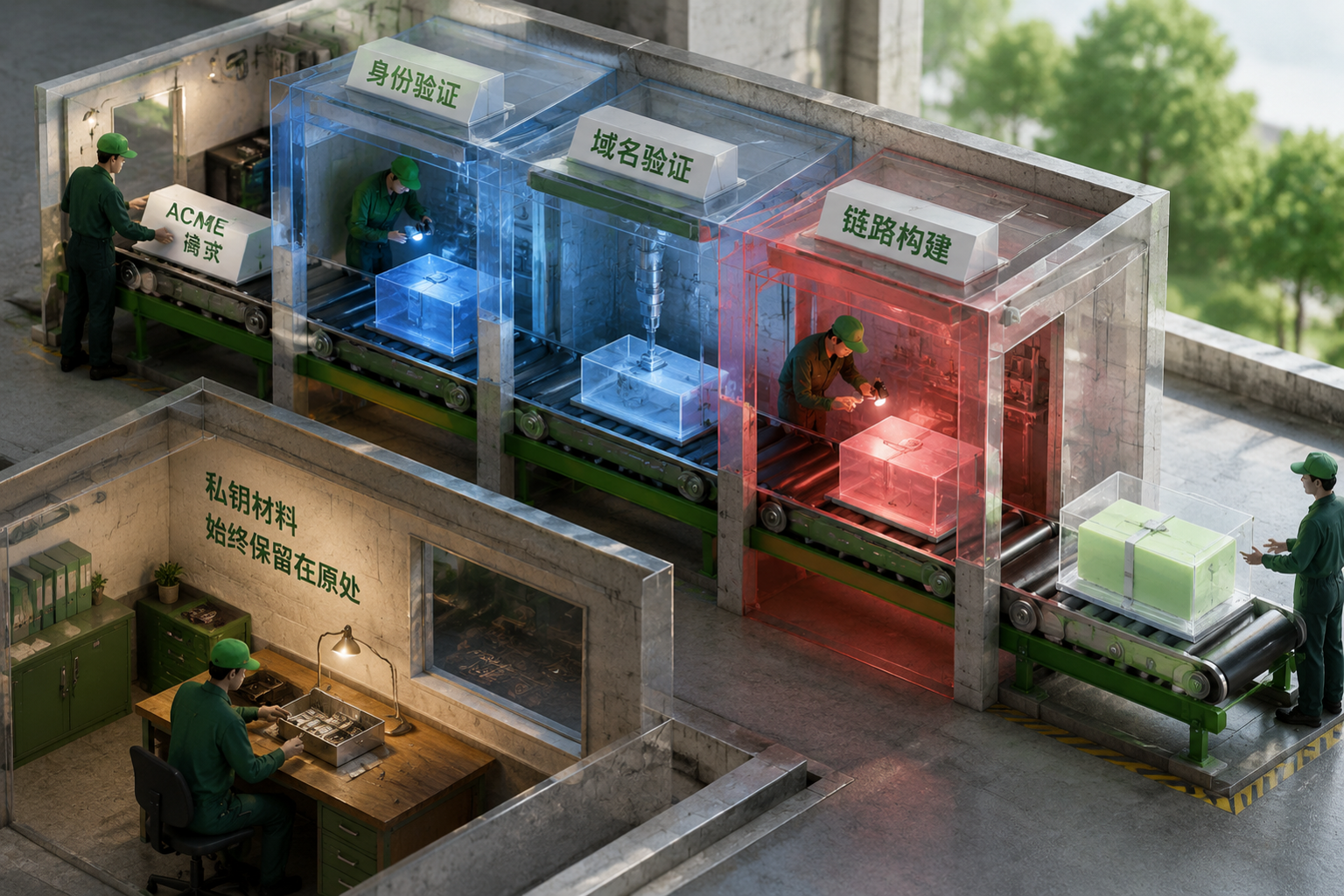 中间证书丢了会怎样:浏览器能开、curl 却报错的证书链问题:an ACME request being validated at separate stations and turned into a new deployable artifact while private key material remains at its origin