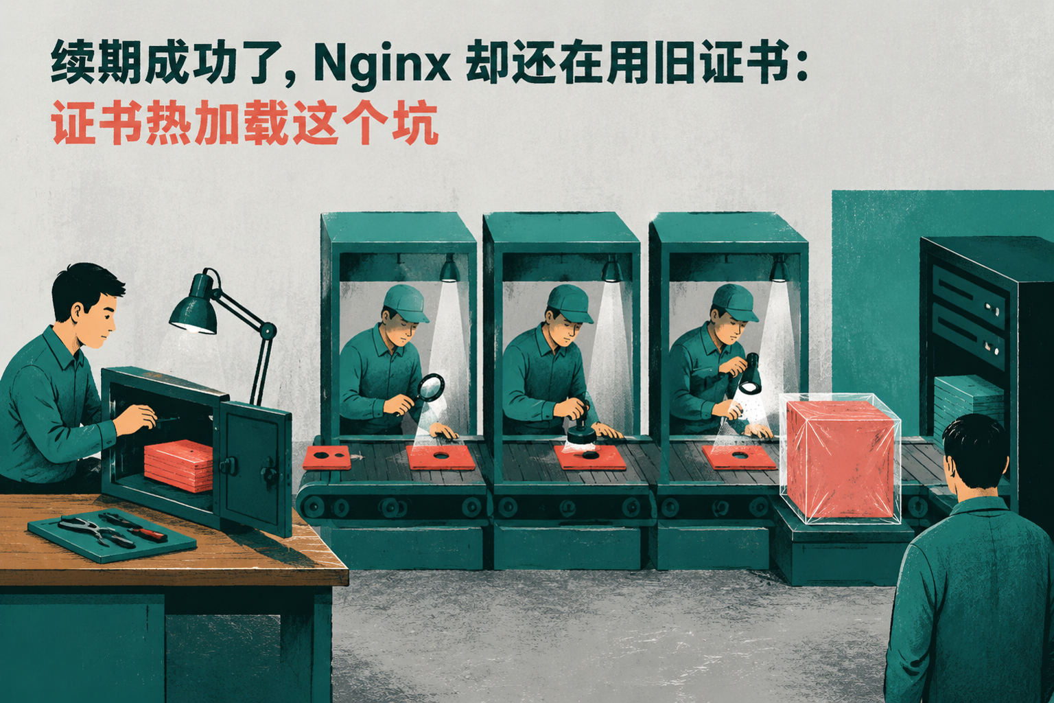 续期成功了,Nginx 却还在用旧证书:证书热加载这个坑:an ACME request being validated at separate stations and turned into a new deployable artifact while private key material remains at its origin