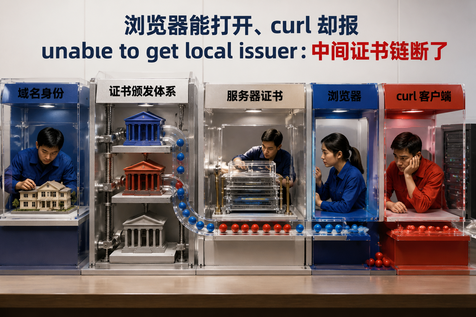 浏览器能打开、curl 却报 unable to get local issuer:中间证书链断了