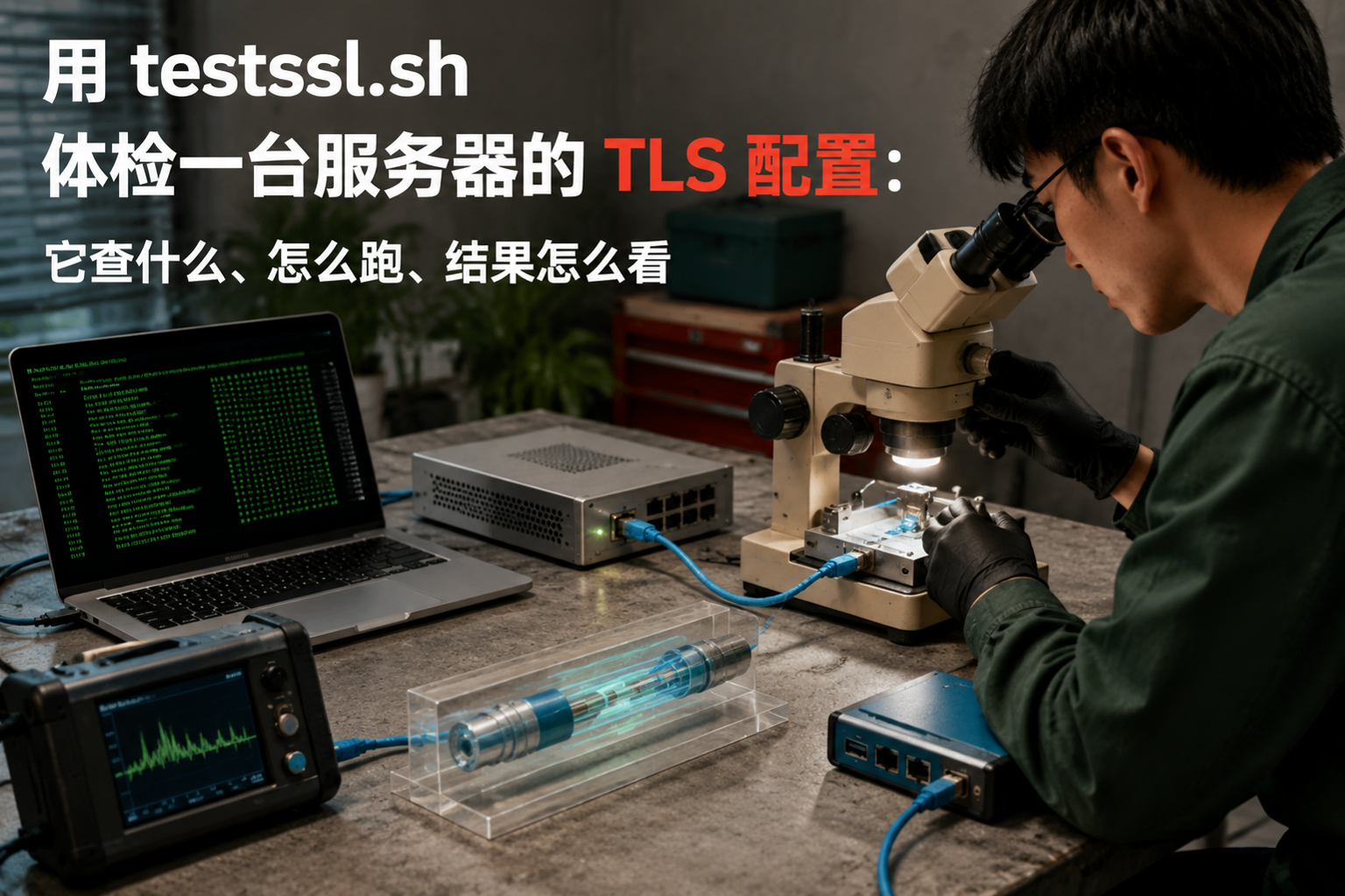 用 testssl.sh 体检一台服务器的 TLS 配置:它查什么、怎么跑、结果怎么看