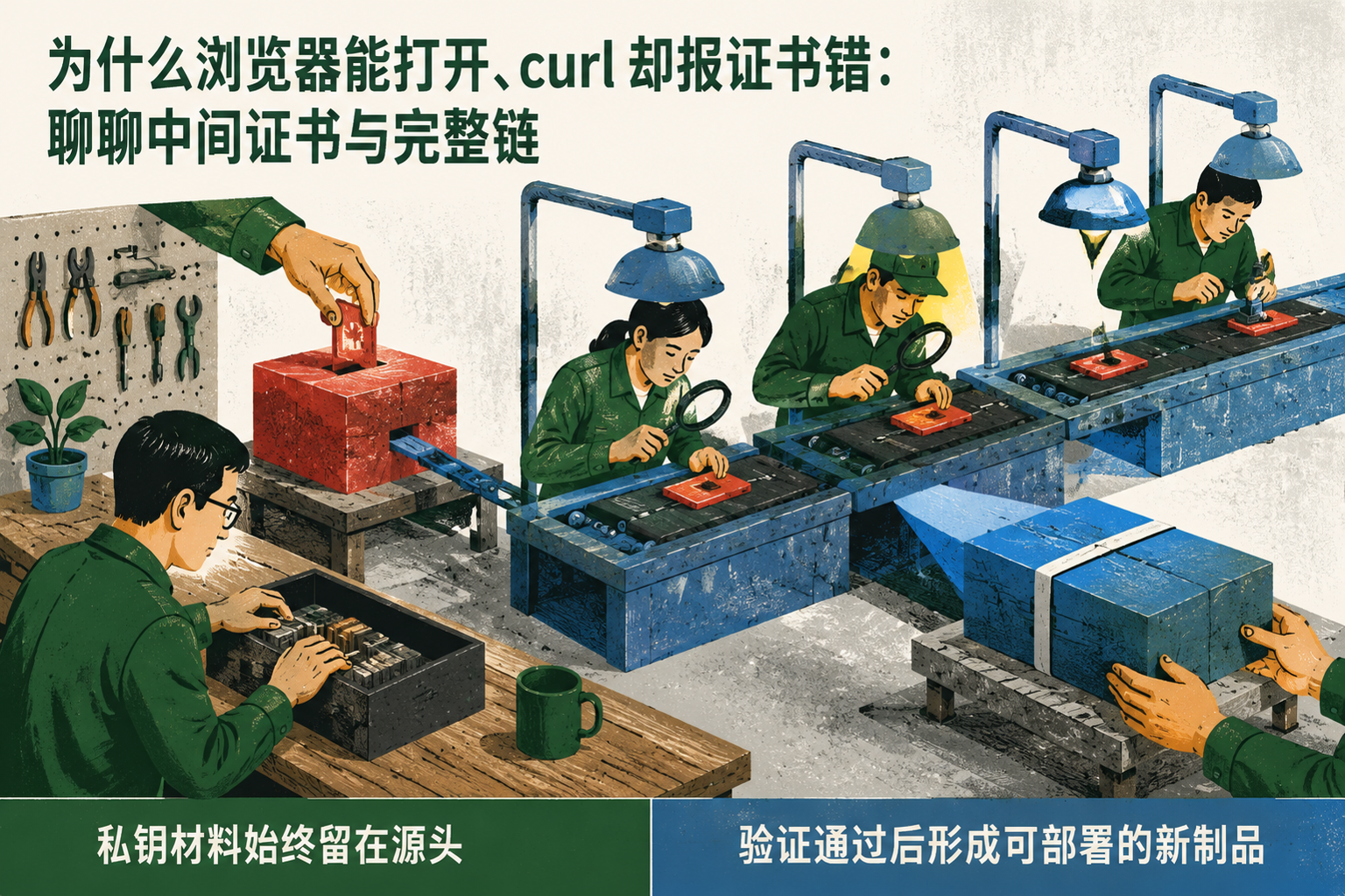 为什么浏览器能打开、curl 却报证书错:聊聊中间证书与完整链:an ACME request being validated at separate stations and turned into a new deployable artifact while private key material remains at its origin