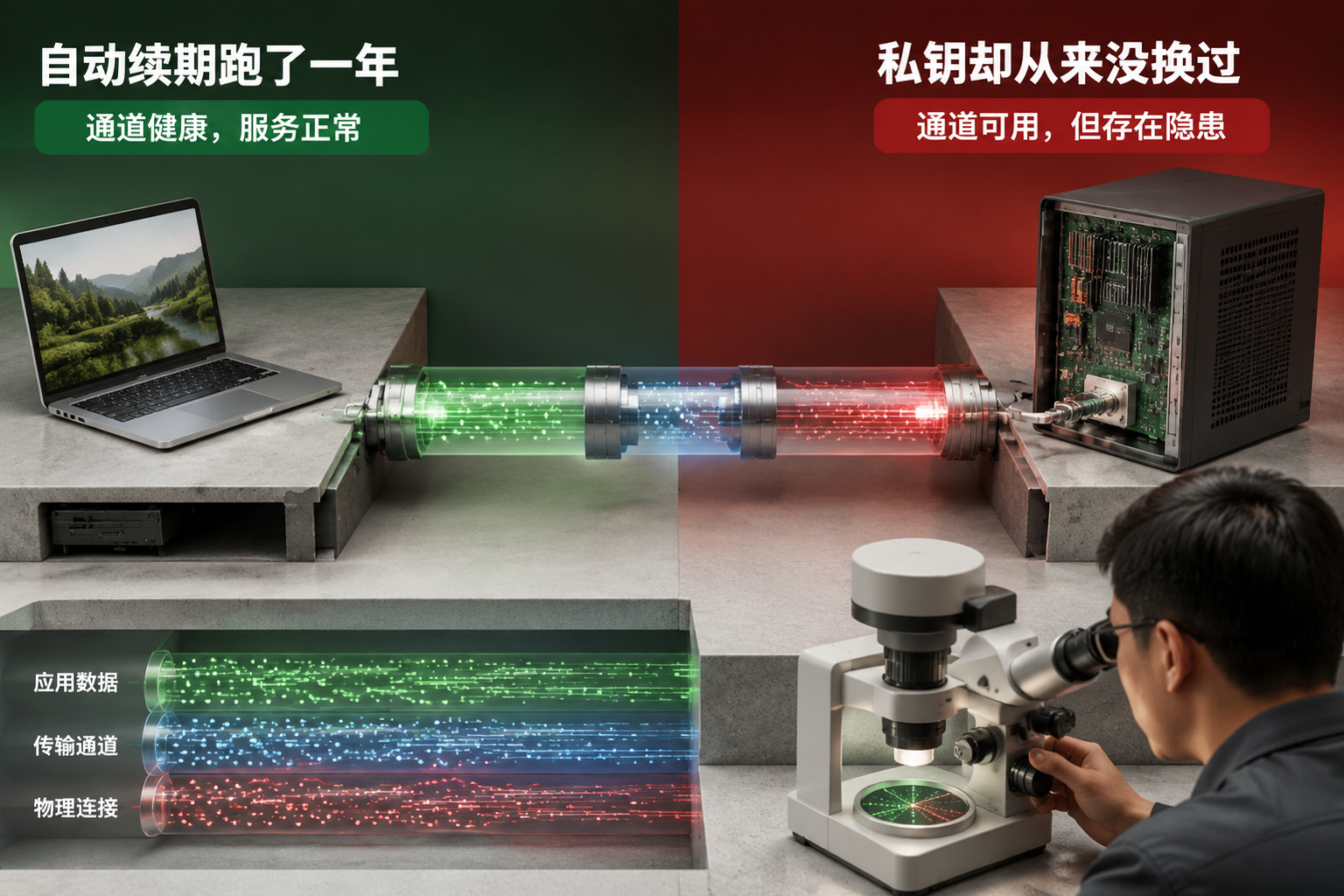 自动续期跑了一年,私钥却从来没换过——谈证书轮换中最容易被跳过的一环:a browser-side endpoint independently inspecting the live TLS connection after deployment and comparing the observed endpoint artifact